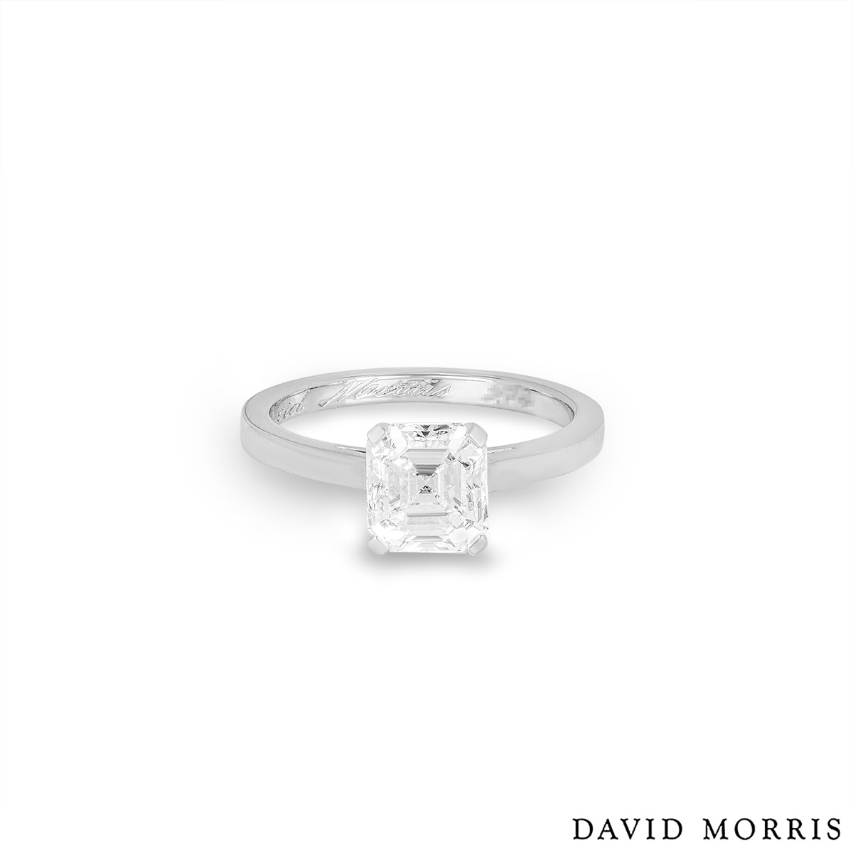 David Morris Platinum Emerald Cut Ring 1.73ct D/VS2